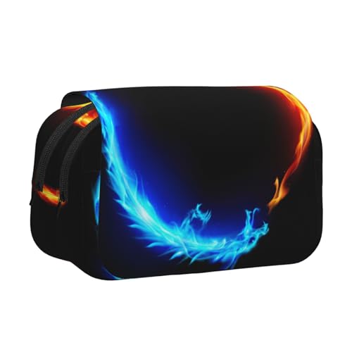 JEJEA Fire and Ice Federmäppchen mit Drachenmotiv, für Bleistifte, Make-up, Mehrzweck-Organizer-Box für Erwachsene, Schwarz , Einheitsgröße, Kulturbeutel von JEJEA