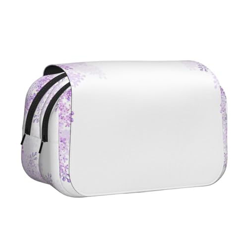 JEJEA Framing Federmäppchen, Motiv: Blumen in Blüte, für Stifte, Make-up, Mehrzweck-Organizer-Box für Erwachsene, Lila, Schwarz , Einheitsgröße, Kulturbeutel von JEJEA