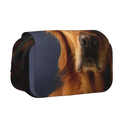 JEJEA Golden Retriever1 Federmäppchen mit Aufdruck für Bleistifte, Make-up, Mehrzweck-Organizer-Box für Erwachsene, Schwarz , Einheitsgröße, Kulturbeutel von JEJEA