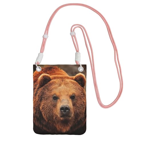 JEJEA Grizzly Bear Print Crossbody Handytasche für Damen und Herren, verstellbarer Riemen, Handygeldbörse, für Reisen und Einkaufen, rose, Einheitsgröße JEJEA Grizzly Bear Print Crossbody Handytasche für Damen und Herren, verstellbarer Riemen, Handygeldbörse, für Reisen und Einkaufen, rose, Einheitsgröße von JEJEA