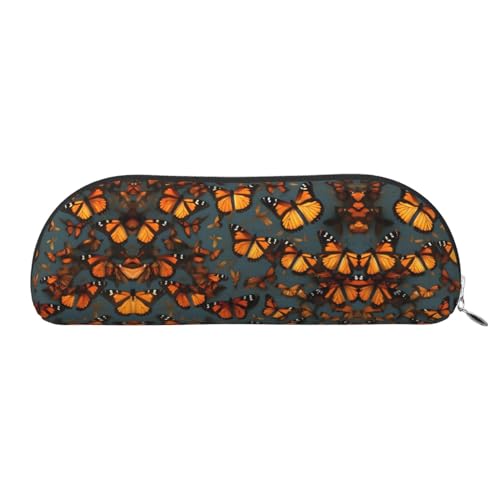 JEJEA Heaps of Orange Federmäppchen mit Monarch-Schmetterling-Aufdruck, Leder, mit Reißverschluss, Federmäppchen, Federmäppchen, Make-up-Kosmetiktasche, silber, Einheitsgröße, Kulturbeutel von JEJEA