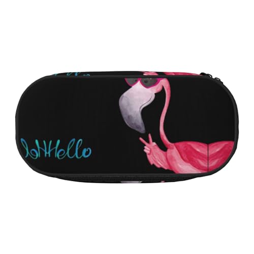 JEJEA Hello Glasses Federmäppchen mit Flamingo-Druck, großes Fassungsvermögen, große Aufbewahrung, hohe Kapazität, Beutel, Organizer, Box, Schwarz , Einheitsgröße, Taschen-Organizer von JEJEA