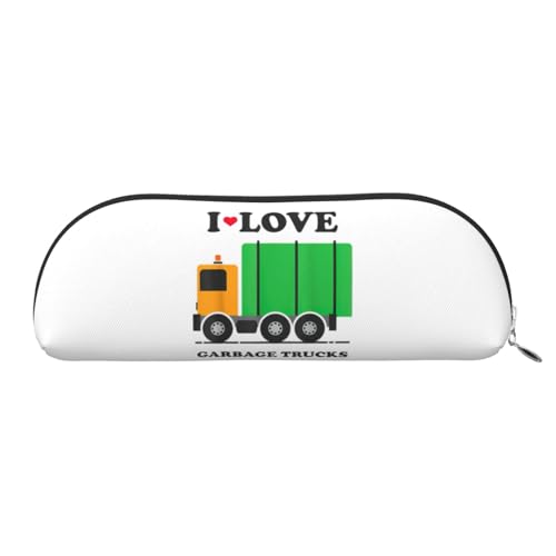 JEJEA I Love Garbage Trucks bedrucktes Leder-Federmäppchen mit Reißverschluss, Federmäppchen, Federmäppchen, Make-up-Kosmetiktasche, silber, Einheitsgröße, Kulturbeutel von JEJEA