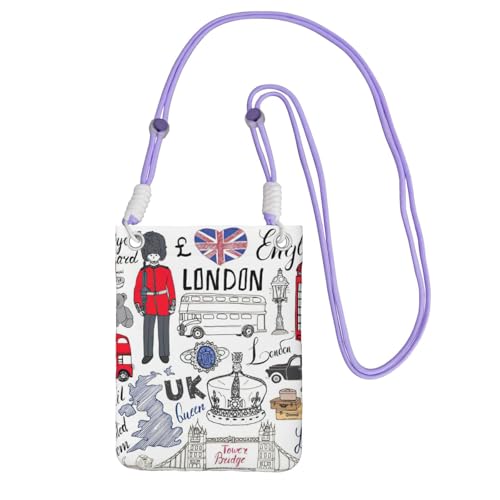 JEJEA I Love London Umhängetasche für Damen und Herren, verstellbarer Riemen, Handygeldbörse, für Reisen und Einkaufen, violett, Einheitsgröße JEJEA I Love London Umhängetasche für Damen und Herren, verstellbarer Riemen, Handygeldbörse, für Reisen und Einkaufen, violett, Einheitsgröße von JEJEA