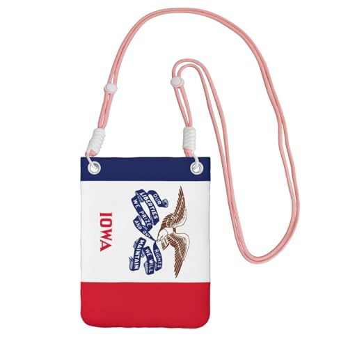 JEJEA Iowa Umhängetasche mit Staatsflaggen-Druck, für Damen und Herren, verstellbarer Riemen, Handygeldbörse, für Reisen und Einkaufen, rose, Einheitsgröße JEJEA Iowa Umhängetasche mit Staatsflaggen-Druck, für Damen und Herren, verstellbarer Riemen, Handygeldbörse, für Reisen und Einkaufen, rose, Einheitsgröße von JEJEA