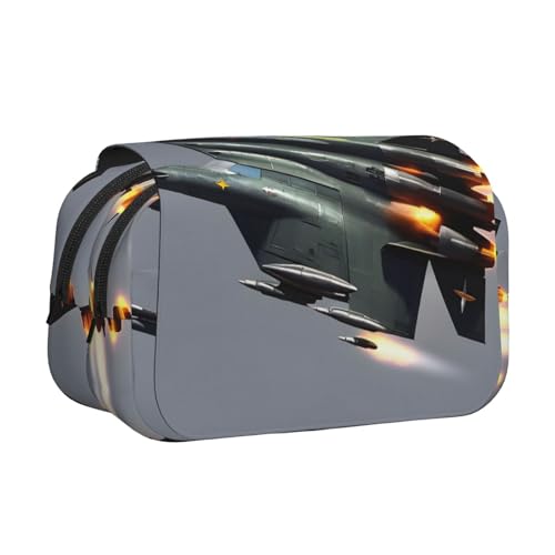 JEJEA Jet Fighter Federmäppchen mit Aufdruck "Jet Fighter" für Bleistifte, Make-up, Mehrzweck-Organizer-Box für Erwachsene, Schwarz , Einheitsgröße, Kulturbeutel von JEJEA