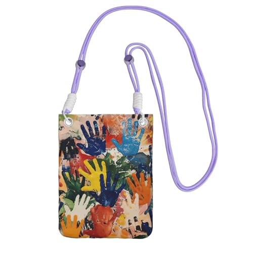 JEJEA Kinder-Umhängetasche mit Handaufdruck, für Damen und Herren, verstellbarer Riemen, für Reisen, Einkaufen, violett, Einheitsgröße JEJEA Kinder-Umhängetasche mit Handaufdruck, für Damen und Herren, verstellbarer Riemen, für Reisen, Einkaufen, violett, Einheitsgröße von JEJEA
