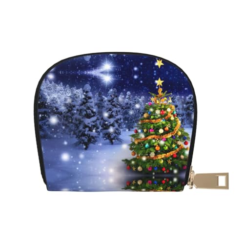 JEJEA Kreditkartenetui mit Weihnachtsbaum-Motiv, kleines Kartenetui mit Reißverschluss, Leder-Kartenhalter, weiß, Einheitsgröße von JEJEA
