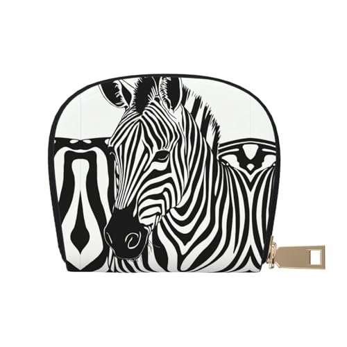 JEJEA Kreditkartenetui mit Zebramuster, kleiner Kartenhalter mit Reißverschluss, Leder-Kartenhalter, weiß, Einheitsgröße von JEJEA