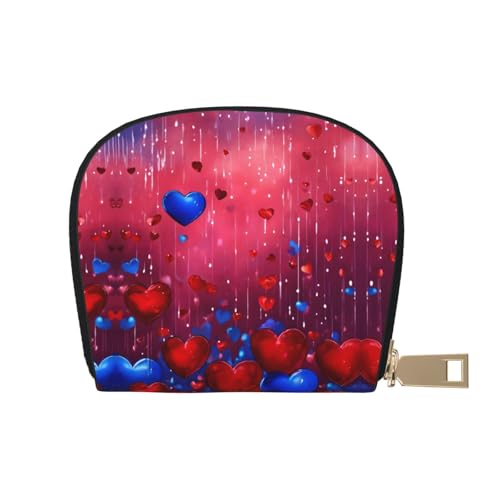 JEJEA Kreditkartenetui mit abstraktem Herzmuster, kleiner Kartenhalter mit Reißverschluss, Leder-Kartenhalter, weiß, Einheitsgröße von JEJEA