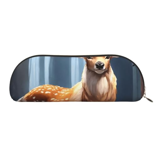 JEJEA Leder-Federmäppchen mit Hirschaufdruck, mit Reißverschluss, Federmäppchen, Federmäppchen, Make-up-Kosmetiktasche, gold, Einheitsgröße, Kulturbeutel von JEJEA