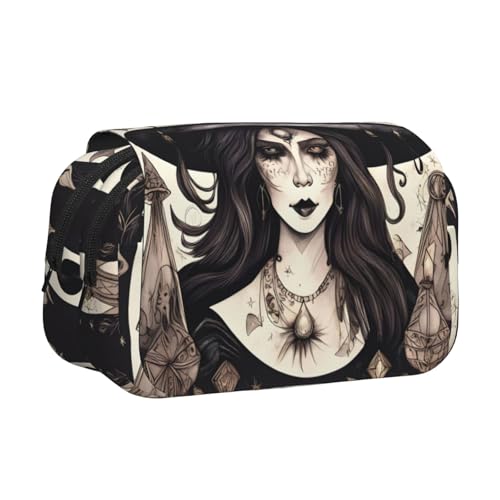 JEJEA Magic Witch Witchcraft Bohemian Print Pen Pencil Case Pencil Case Holder for Pencils Makeup Multi-Purpose Organizer Box for Adluts, Schwarz , Einheitsgröße, Kulturbeutel von JEJEA