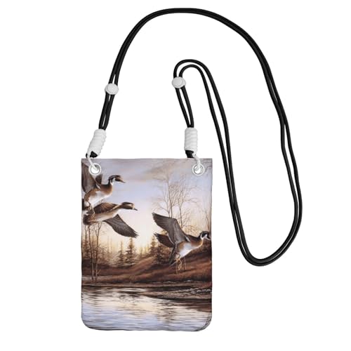 JEJEA Mallard Ducks Crossbody-Tasche für Damen und Herren, verstellbarer Riemen, Handygeldbörse, für Reisen und Einkaufen, Schwarz , Einheitsgröße JEJEA Mallard Ducks Crossbody-Tasche für Damen und Herren, verstellbarer Riemen, Handygeldbörse, für Reisen und Einkaufen, Schwarz , Einheitsgröße von JEJEA