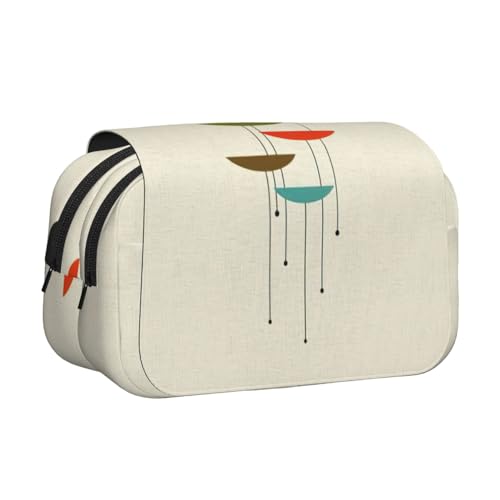 JEJEA Mid Century Federmäppchen mit modernem Druck, für Bleistifte, Make-up, Mehrzweck-Organizer-Box für Erwachsene, Schwarz , Einheitsgröße, Kulturbeutel von JEJEA