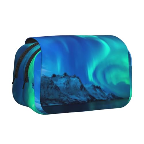 JEJEA Northern Lights1 Federmäppchen mit Aufdruck für Bleistifte, Make-up, Mehrzweck-Organizer-Box für Erwachsene, Schwarz , Einheitsgröße, Kulturbeutel von JEJEA