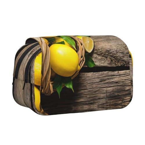 JEJEA One Basket Federmäppchen mit Zitronen-Druck, für Bleistifte, Make-up, Mehrzweck-Organizer-Box für Erwachsene, Schwarz , Einheitsgröße, Kulturbeutel von JEJEA