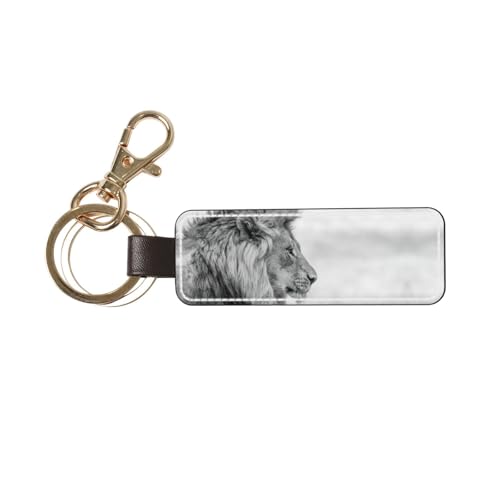 JEJEA Schlüsselanhänger mit Wildtier-Löwen-Druck, Leder, niedlicher Schlüsselanhänger, Zubehör für Autoschlüssel für Damen und Herren von JEJEA