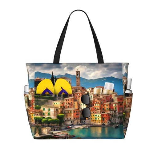 JEJEA Schöne Tragetasche mit italienischem Aufdruck, große Schultertasche, Hobo-Tasche, Damen, lässige Handtasche, großes Fassungsvermögen, Einkaufstasche, Arbeitstasche, Schwarz , Einheitsgröße JEJEA Schöne Tragetasche mit italienischem Aufdruck, große Schultertasche, Hobo-Tasche, Damen, lässige Handtasche, großes Fassungsvermögen, Einkaufstasche, Arbeitstasche, Schwarz , Einheitsgröße von JEJEA
