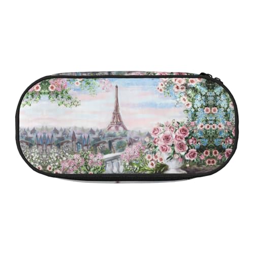 JEJEA Schönes Federmäppchen mit Eiffelturm-Motiv, großes Fassungsvermögen, große Kapazität, große Kapazität, Tasche, Beutel, Organizer, Schwarz , Einheitsgröße, Taschen-Organizer von JEJEA