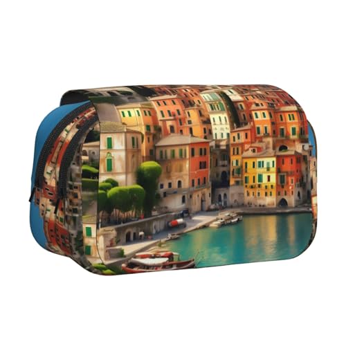 JEJEA Schönes Federmäppchen mit Italien-Druck, Federmäppchen, Halter für Bleistifte, Make-up, Mehrzweck-Organizer-Box für Erwachsene, Schwarz , Einheitsgröße, Kulturbeutel von JEJEA