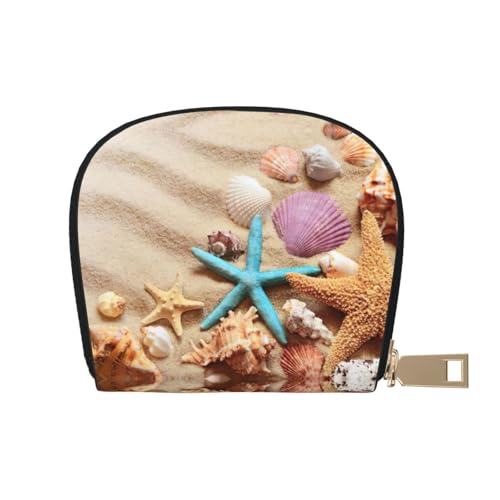 JEJEA Shells on the Beach Kreditkartenetui mit Reißverschluss, Kartenetui aus Leder, weiß, Einheitsgröße von JEJEA