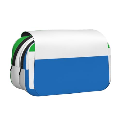 JEJEA Sierra Leone Federmäppchen mit Flaggen-Druck, Federmäppchen, Halter für Bleistifte, Make-up, Mehrzweck-Organizer-Box für Erwachsene, Schwarz , Einheitsgröße, Kulturbeutel von JEJEA