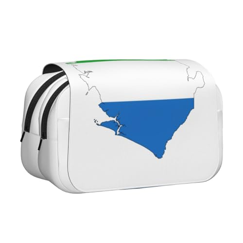 JEJEA Sierra Leone Federmäppchen mit Flaggen-Motiv, Federmäppchen für Bleistifte, Make-up, Mehrzweck-Organizer-Box für Erwachsene, Schwarz , Einheitsgröße, Kulturbeutel von JEJEA