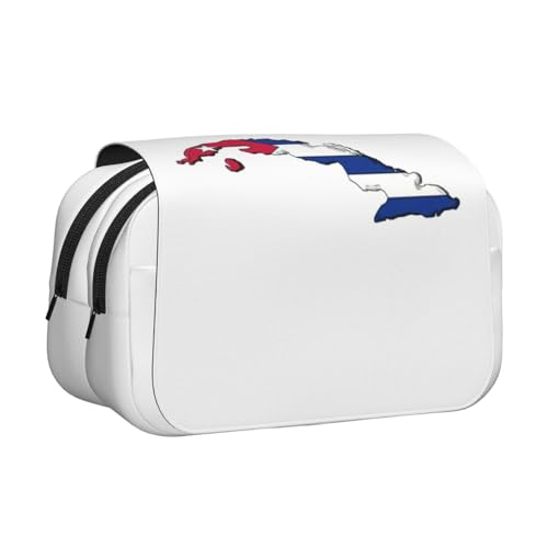 JEJEA Stifteetui mit kubanischer Flagge, Federmäppchen, Stifteetui, Halter für Bleistifte, Make-up, Mehrzweck-Organizer-Box für Erwachsene, Schwarz , Einheitsgröße, Kulturbeutel von JEJEA