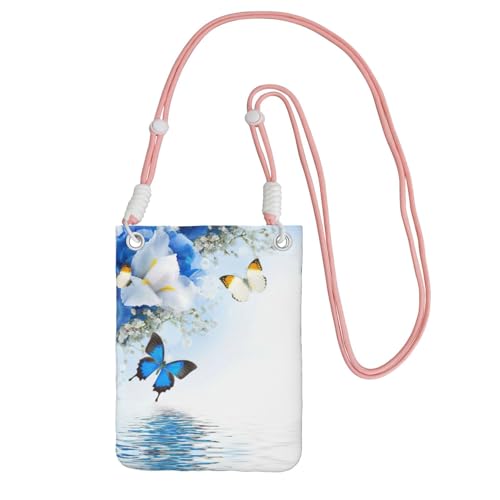 JEJEA Umhängetasche mit Blumen- und Schmetterlings-Aufdruck, für Damen und Herren, verstellbarer Riemen, für Reisen, Einkaufen, rose, Einheitsgröße JEJEA Umhängetasche mit Blumen- und Schmetterlings-Aufdruck, für Damen und Herren, verstellbarer Riemen, für Reisen, Einkaufen, rose, Einheitsgröße von JEJEA