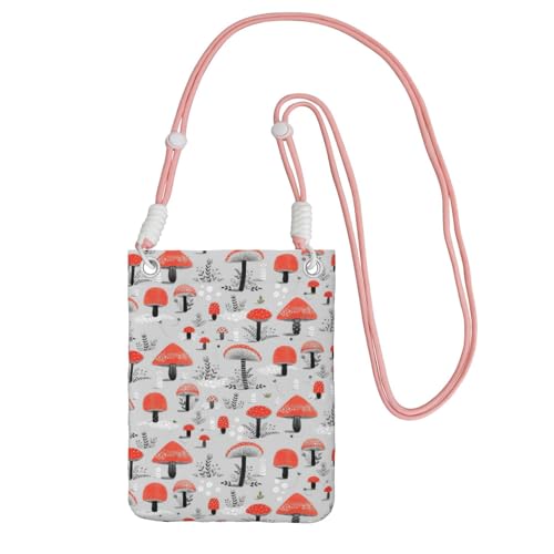 JEJEA Umhängetasche mit Cartoon-Pilz-Druck, für Damen und Herren, verstellbarer Riemen, Handygeldbörse, für Reisen und Einkaufen, rose, Einheitsgröße JEJEA Umhängetasche mit Cartoon-Pilz-Druck, für Damen und Herren, verstellbarer Riemen, Handygeldbörse, für Reisen und Einkaufen, rose, Einheitsgröße von JEJEA
