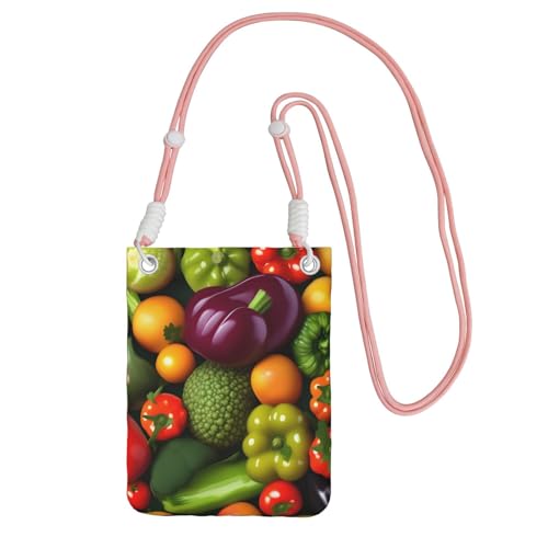 JEJEA Umhängetasche mit Gemüse- und Obst-Druck, für Damen und Herren, verstellbarer Riemen, Handygeldbörse, für Reisen und Einkaufen, rose, Einheitsgröße JEJEA Umhängetasche mit Gemüse- und Obst-Druck, für Damen und Herren, verstellbarer Riemen, Handygeldbörse, für Reisen und Einkaufen, rose, Einheitsgröße von JEJEA