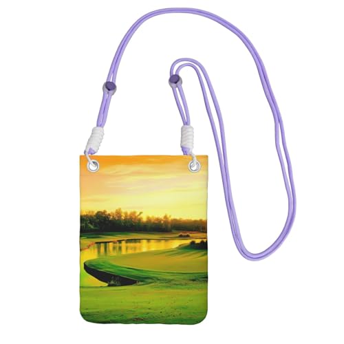 JEJEA Umhängetasche mit Golfplatz-Druck, für Damen und Herren, verstellbarer Riemen, für Reisen, Einkaufen, violett, Einheitsgröße JEJEA Umhängetasche mit Golfplatz-Druck, für Damen und Herren, verstellbarer Riemen, für Reisen, Einkaufen, violett, Einheitsgröße von JEJEA