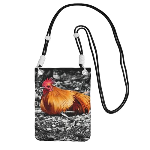 JEJEA Umhängetasche mit Huhn-Motiv, für Damen und Herren, verstellbarer Riemen, für Reisen, Einkaufen, Schwarz , Einheitsgröße JEJEA Umhängetasche mit Huhn-Motiv, für Damen und Herren, verstellbarer Riemen, für Reisen, Einkaufen, Schwarz , Einheitsgröße von JEJEA