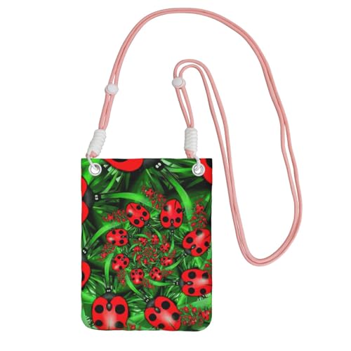 JEJEA Umhängetasche mit Marienkäfer-Aufdruck, für Damen und Herren, verstellbarer Riemen, für Reisen, Einkaufen, rose, Einheitsgröße JEJEA Umhängetasche mit Marienkäfer-Aufdruck, für Damen und Herren, verstellbarer Riemen, für Reisen, Einkaufen, rose, Einheitsgröße von JEJEA