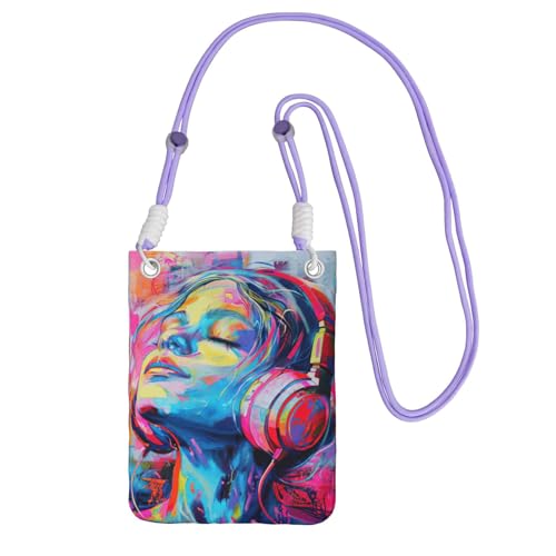 JEJEA Umhängetasche mit Musikdruck, für Damen und Herren, verstellbarer Riemen, für Reisen, Einkaufen, violett, Einheitsgröße JEJEA Umhängetasche mit Musikdruck, für Damen und Herren, verstellbarer Riemen, für Reisen, Einkaufen, violett, Einheitsgröße von JEJEA