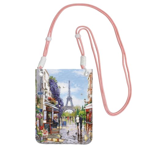 JEJEA Umhängetasche mit Paris-Straßenszene und Eiffelturm-Druck, für Damen und Herren, verstellbarer Riemen, für Reisen, Einkaufen, rose, Einheitsgröße JEJEA Umhängetasche mit Paris-Straßenszene und Eiffelturm-Druck, für Damen und Herren, verstellbarer Riemen, für Reisen, Einkaufen, rose, Einheitsgröße von JEJEA