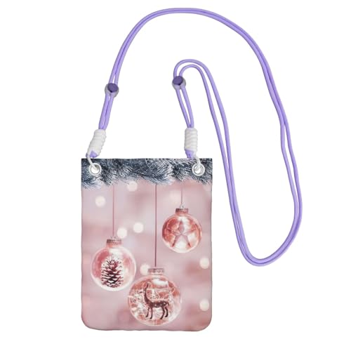 JEJEA Umhängetasche mit Weihnachtsball-Druck, für Damen und Herren, verstellbarer Riemen, für Reisen, Einkaufen, violett, Einheitsgröße JEJEA Umhängetasche mit Weihnachtsball-Druck, für Damen und Herren, verstellbarer Riemen, für Reisen, Einkaufen, violett, Einheitsgröße von JEJEA
