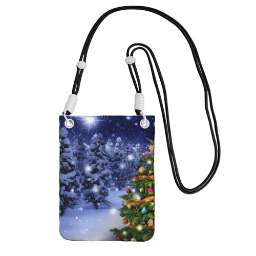 JEJEA Umhängetasche mit Weihnachtsbaum-Aufdruck für Damen und Herren, verstellbarer Riemen, Handygeldbörse, für Reisen und Einkaufen, Schwarz , Einheitsgröße JEJEA Umhängetasche mit Weihnachtsbaum-Aufdruck für Damen und Herren, verstellbarer Riemen, Handygeldbörse, für Reisen und Einkaufen, Schwarz , Einheitsgröße von JEJEA