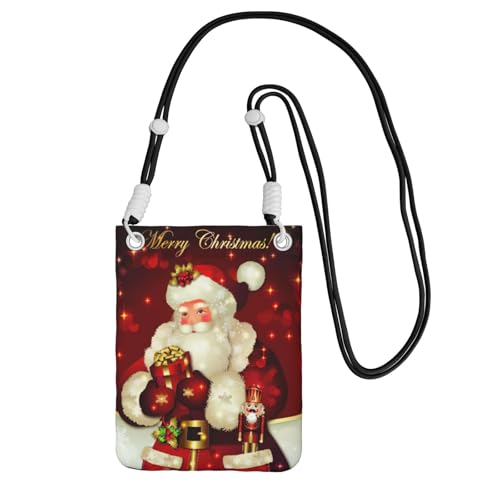 JEJEA Umhängetasche mit Weihnachtsmann-Motiv, für Damen und Herren, verstellbarer Riemen, für Reisen, Einkaufen, Schwarz , Einheitsgröße JEJEA Umhängetasche mit Weihnachtsmann-Motiv, für Damen und Herren, verstellbarer Riemen, für Reisen, Einkaufen, Schwarz , Einheitsgröße von JEJEA