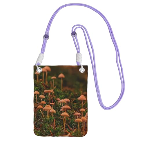 JEJEA Umhängetasche mit Wildpilz-Druck, für Damen und Herren, verstellbarer Riemen, Handygeldbörse, für Reisen und Einkaufen, violett, Einheitsgröße JEJEA Umhängetasche mit Wildpilz-Druck, für Damen und Herren, verstellbarer Riemen, Handygeldbörse, für Reisen und Einkaufen, violett, Einheitsgröße von JEJEA