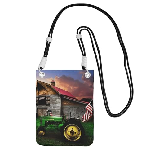 JEJEA Umhängetasche mit altem Traktor-Foto, Bauernhof-Druck, für Damen und Herren, verstellbarer Riemen, Handygeldbörse, für Reisen und Einkaufen, Schwarz , Einheitsgröße JEJEA Umhängetasche mit altem Traktor-Foto, Bauernhof-Druck, für Damen und Herren, verstellbarer Riemen, Handygeldbörse, für Reisen und Einkaufen, Schwarz , Einheitsgröße von JEJEA