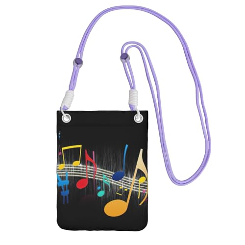 JEJEA Umhängetasche mit buntem Musiknoten-Druck, für Damen und Herren, verstellbarer Riemen, für Reisen, Einkaufen, violett, Einheitsgröße JEJEA Umhängetasche mit buntem Musiknoten-Druck, für Damen und Herren, verstellbarer Riemen, für Reisen, Einkaufen, violett, Einheitsgröße von JEJEA