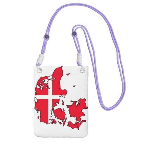 JEJEA Umhängetasche mit dänischer Flagge, für Damen und Herren, verstellbarer Riemen, für Reisen, Einkaufen, violett, Einheitsgröße JEJEA Umhängetasche mit dänischer Flagge, für Damen und Herren, verstellbarer Riemen, für Reisen, Einkaufen, violett, Einheitsgröße von JEJEA