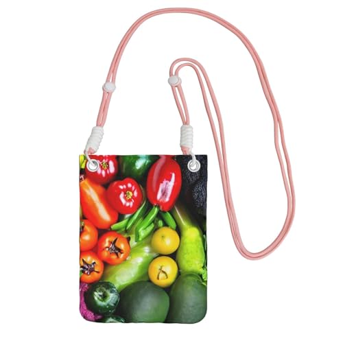 JEJEA Umhängetasche mit frischem Gemüse, Obstdruck, für Damen und Herren, verstellbarer Riemen, Handygeldbörse, für Reisen und Einkaufen, rose, Einheitsgröße JEJEA Umhängetasche mit frischem Gemüse, Obstdruck, für Damen und Herren, verstellbarer Riemen, Handygeldbörse, für Reisen und Einkaufen, rose, Einheitsgröße von JEJEA