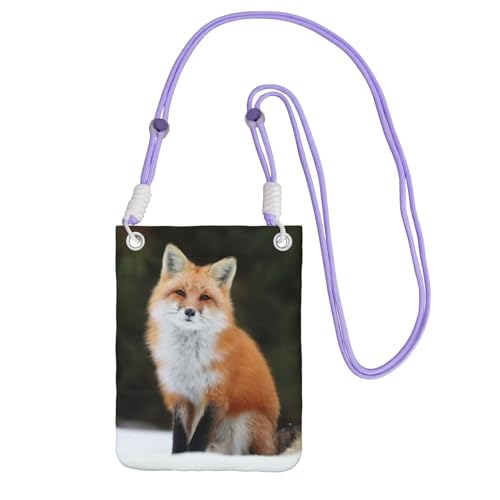 JEJEA Umhängetasche mit lustigem Fuchs-Aufdruck, für Damen und Herren, verstellbarer Riemen, für Reisen, Einkaufen, violett, Einheitsgröße JEJEA Umhängetasche mit lustigem Fuchs-Aufdruck, für Damen und Herren, verstellbarer Riemen, für Reisen, Einkaufen, violett, Einheitsgröße von JEJEA