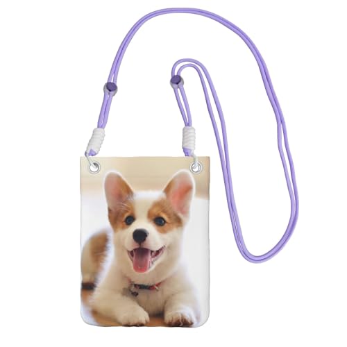 JEJEA Umhängetasche mit niedlichem Corgi-Druck, für Damen und Herren, verstellbarer Riemen, für Reisen, Einkaufen, violett, Einheitsgröße JEJEA Umhängetasche mit niedlichem Corgi-Druck, für Damen und Herren, verstellbarer Riemen, für Reisen, Einkaufen, violett, Einheitsgröße von JEJEA