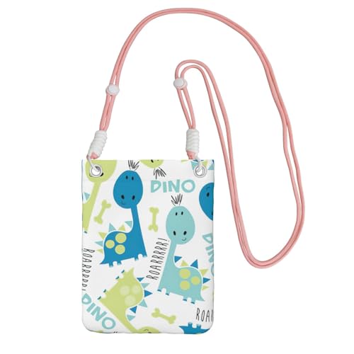 JEJEA Umhängetasche mit niedlichem Dinosaurier-Druck, für Damen und Herren, verstellbarer Riemen, Handygeldbörse, für Reisen und Einkaufen, rose, Einheitsgröße JEJEA Umhängetasche mit niedlichem Dinosaurier-Druck, für Damen und Herren, verstellbarer Riemen, Handygeldbörse, für Reisen und Einkaufen, rose, Einheitsgröße von JEJEA