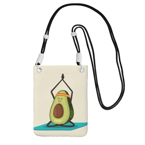 JEJEA Umhängetasche mit niedlichem Yoga-Avocado-Druck, für Damen und Herren, verstellbarer Riemen, für Reisen, Einkaufen, Schwarz , Einheitsgröße JEJEA Umhängetasche mit niedlichem Yoga-Avocado-Druck, für Damen und Herren, verstellbarer Riemen, für Reisen, Einkaufen, Schwarz , Einheitsgröße von JEJEA