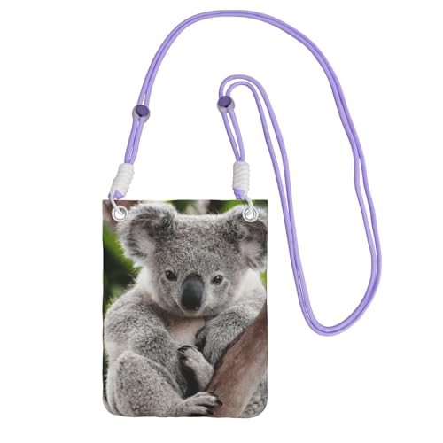 JEJEA Umhängetasche mit süßem Koala-Druck, für Damen und Herren, verstellbarer Riemen, für Reisen, Einkaufen, violett, Einheitsgröße JEJEA Umhängetasche mit süßem Koala-Druck, für Damen und Herren, verstellbarer Riemen, für Reisen, Einkaufen, violett, Einheitsgröße von JEJEA