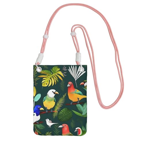 JEJEA Umhängetasche mit tropischen Vögeln und Pflanzenblättern, für Damen und Herren, verstellbarer Riemen, für Reisen, Einkaufen, rose, Einheitsgröße JEJEA Umhängetasche mit tropischen Vögeln und Pflanzenblättern, für Damen und Herren, verstellbarer Riemen, für Reisen, Einkaufen, rose, Einheitsgröße von JEJEA
